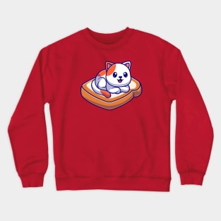 Cute Cat Lay On Bread Cartoon Crewneck Sweatshirt